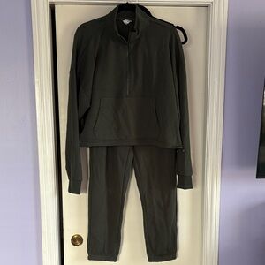 Olive Green Track Pant & 3/4 Zip Jacket